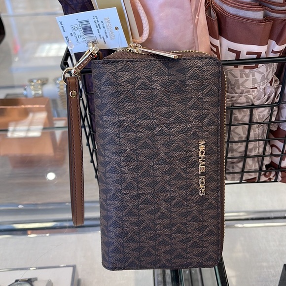 Michael Kors MK Signature Large Flat Multi-Function Phone Case Wallet Wristlet - Picture 13 of 16